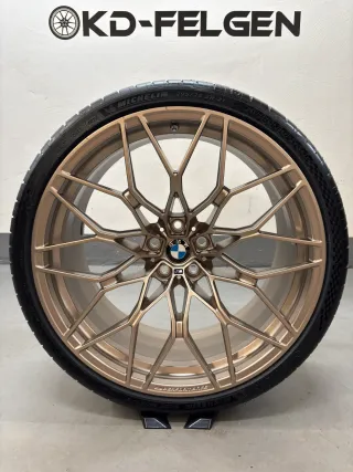 Original BMW 1000M 20/21 Zoll Sommerräder M2 G87 M3 G80 G81 M4 G82 M Performance Kreuzspeiche M 1000 Alufelgen Goldbronze matt - Bild 4